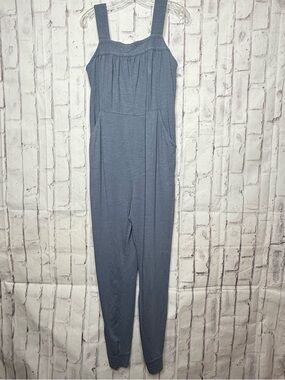 Pact Alice Overalls Size S Blue Organic Cotton Relaxed Slub Jumpsuit Romper Cozy